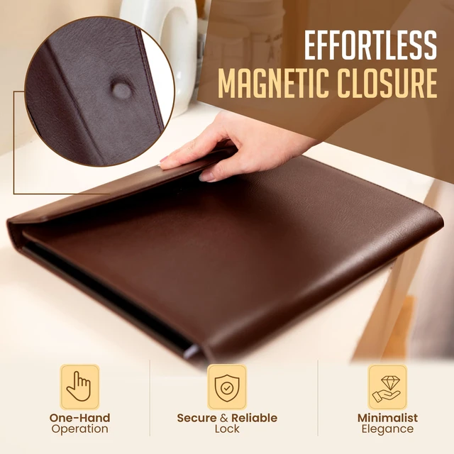 Alt view image 4 of 7 - STLYIO Trifold Padfolio - Magnetic Closure. Stretchable Compartment for Tablet, Documents. Elastic Pockets for Phone, Gadgets, Passport, Travel Documents. Letter-Sized Notepad and Gift Box Included