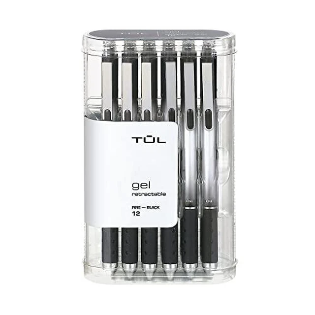 Alt view image 4 of 6 - Retractable Gel Pens, Fine Point, 0.5 mm, Gray Barrel, Black Ink, Pack Of 12 Pens