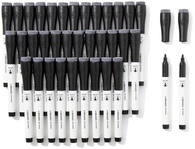 Main image of Dry Erase Markers Medium Tip Set, 36 Pack, Black, Whiteboard Pens with Medium Point and Built In Eraser Caps, Low Odor Ink, Dry Erase Markers For Classroom, Office, Or Home