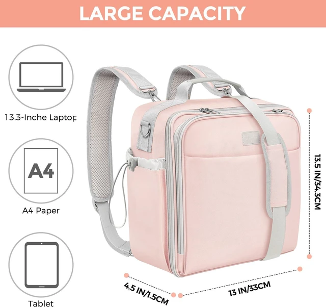 Alt view image 2 of 7 - 3 Inch 3 Ring Zipper Binder with Shoulder Strap & Handle, 650-Sheet Capacity Zip Up Binder for School, Multi Pocket Organizer for Students & Office Workers, Pink