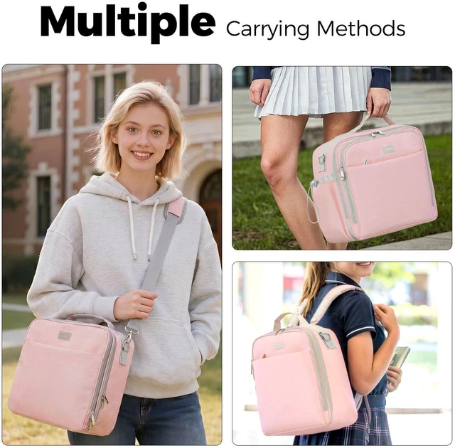 Alt view image 5 of 7 - 3 Inch 3 Ring Zipper Binder with Shoulder Strap & Handle, 650-Sheet Capacity Zip Up Binder for School, Multi Pocket Organizer for Students & Office Workers, Pink