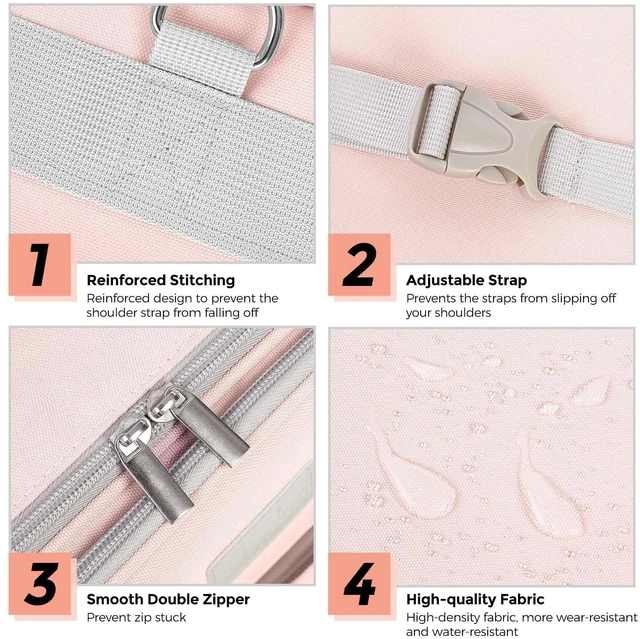 Alt view image 6 of 7 - 3 Inch 3 Ring Zipper Binder with Shoulder Strap & Handle, 650-Sheet Capacity Zip Up Binder for School, Multi Pocket Organizer for Students & Office Workers, Pink