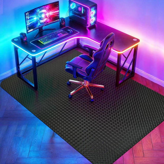 Main image of Gaming Chair Mat for Hardwood Floor, 84"×57" Chair Mat, Easy Glide Large Non-Slip Office Chair Mat for Rolling Chairs, Easy-Clean, Floor Protector, Computer Mat for Home Office, Gaming, Black
