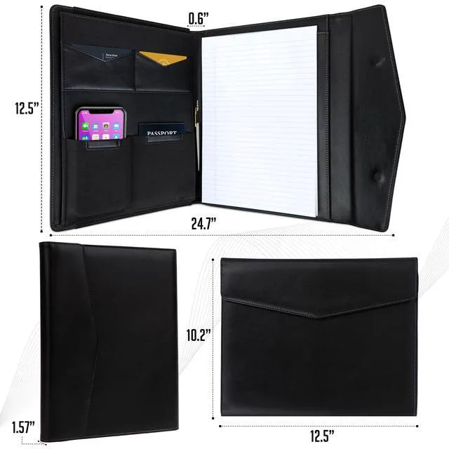 Alt view image 4 of 6 - STLYIO Trifold Padfolio - Magnetic Closure. Stretchable Compartment for Tablet, Documents. Elastic Pockets for Phone, Gadgets, Passport, Travel Documents. Letter-Sized Notepad and Gift Box Included