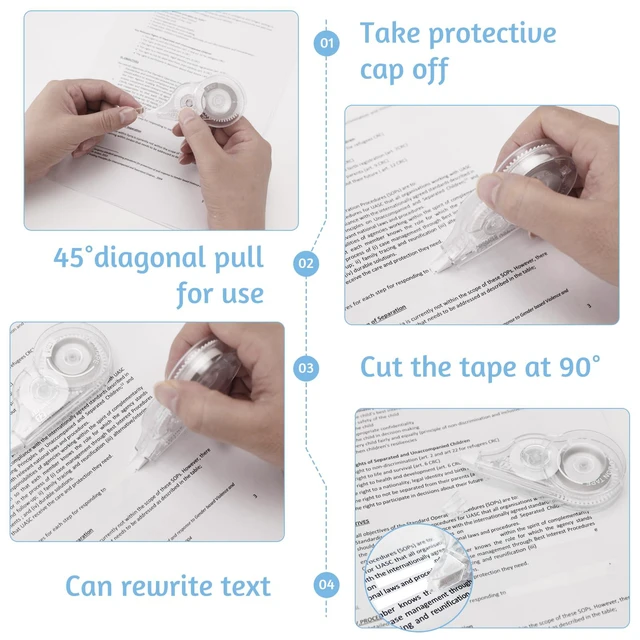 Alt view image 4 of 7 - 40 Pcs Correction Tape, 39.4 Ft, Tear-Resistant, 0.2 in Width White Wrong Out Bulk Clear Applicator Correction Tape for School, Office, Home, Note Taking, Journal