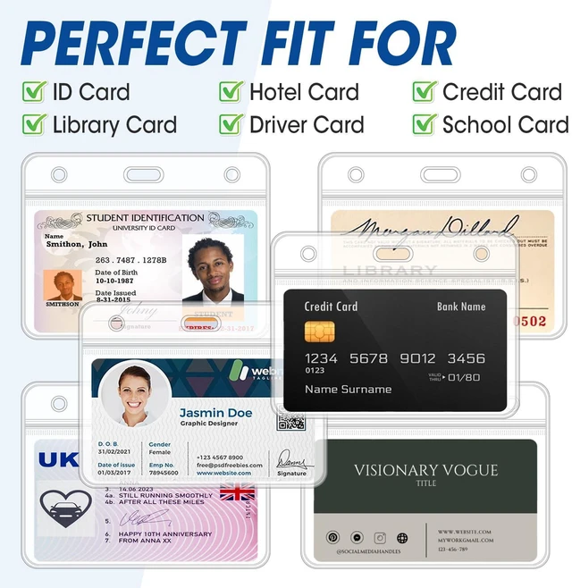 Alt view image 3 of 6 - 200 Pcs Horizontal Badge Holders, Extra Thick ID Card Name Tag Badge Holder with Resealable Zip, Waterproof ID Badge Holder