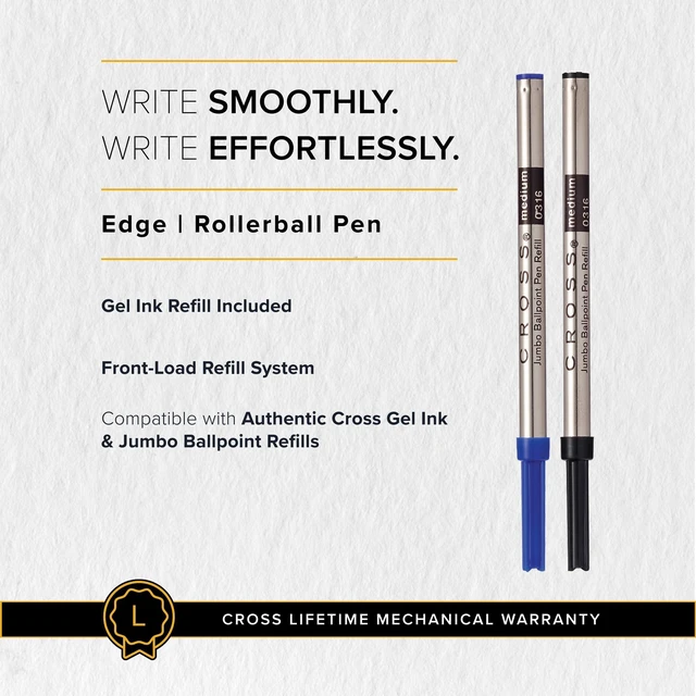 Alt view image 7 of 7 - Edge Sonic Titanium Gel Rollerball Pen, Medium Point, Black Ink Elegant Accessory for Smooth Writing, Capless Slide-Open and Snap-Shut Design, Ergonomic Shape, Comfortable Grip, Gift-Ready