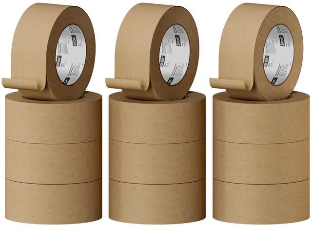 Main image of 12 Rolls Brown Packing Tape Bulk Packaging Kraft Paper Tape 2InX55Yds Writable Moving Tape for Boxes, Cardboard Shipping for Packing Boxes, Tear by Hand for Express Parcels & Office Use