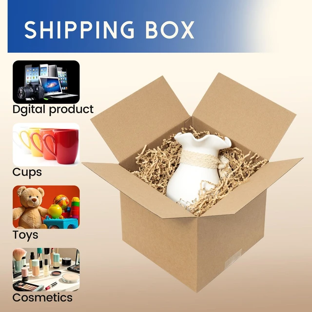 Alt view image 3 of 6 - 8x8x8" Shipping Boxes 25 Pack Corrugated Cardboard Square Box Brown 3 Layers, Bulk quantity, Packaging for Small Business, Mailer Mailing Packing Supplies