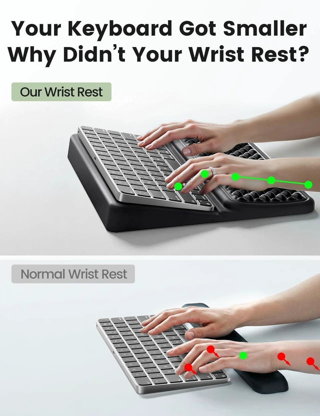 Alt view image 3 of 7 - Keyboard Wrist Rest, Keyboard Stand with Wrist Support, Soft Memory Foam Ergonomic Riser for 60%-65% Keyboard Holder Tilt Lift for Carpal Tunnel, Office Gaming Computer Typing Hand Arm Cushion