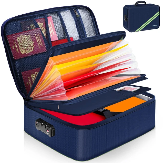 Main image of Fireproof Document Box with Lock 5200 Water Resistant Portable,Home,Travel Strong Document Storage Organizer for Important Documents,File and Birth Certificate,Blue