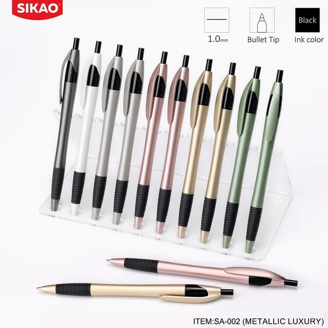 Alt view image 7 of 7 - Pens Bulk, 60 Pack Gripped Slimster Ballpoint Pens -Luxe Metallic Black Ink 1.0mm No Bleed No Skip Smooth Writing, Aesthetic Office Pens for Teacher Student, Front Desk & Corporate Gifting
