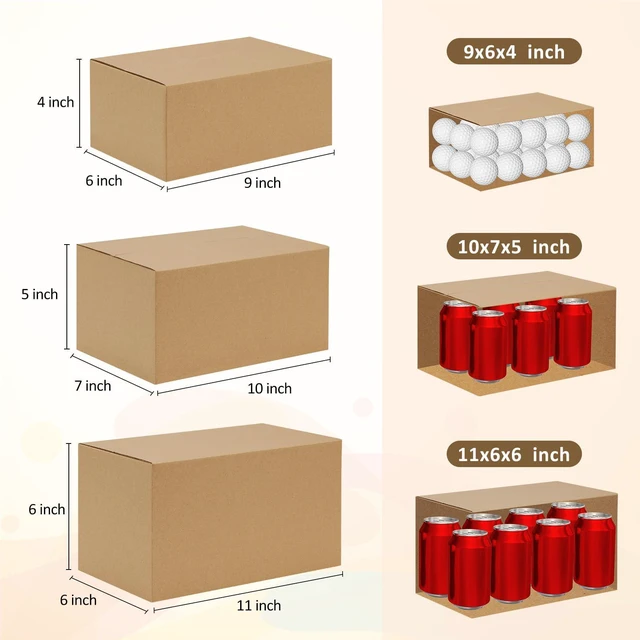 Alt view image 2 of 6 - 30 Pack Small Shipping Boxes Assorted Sizes, 9x6x4 & 10x7x5 & 11x6x6 10 PCS Each Mailing Boxes, Brown Corrugated Box Mailers, Cardboard Boxes for Packaging Small Business