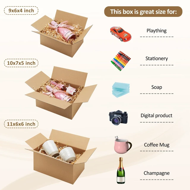 Alt view image 3 of 6 - 30 Pack Small Shipping Boxes Assorted Sizes, 9x6x4 & 10x7x5 & 11x6x6 10 PCS Each Mailing Boxes, Brown Corrugated Box Mailers, Cardboard Boxes for Packaging Small Business