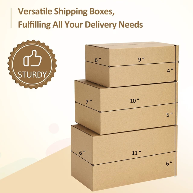 Alt view image 4 of 6 - 30 Pack Small Shipping Boxes Assorted Sizes, 9x6x4 & 10x7x5 & 11x6x6 10 PCS Each Mailing Boxes, Brown Corrugated Box Mailers, Cardboard Boxes for Packaging Small Business