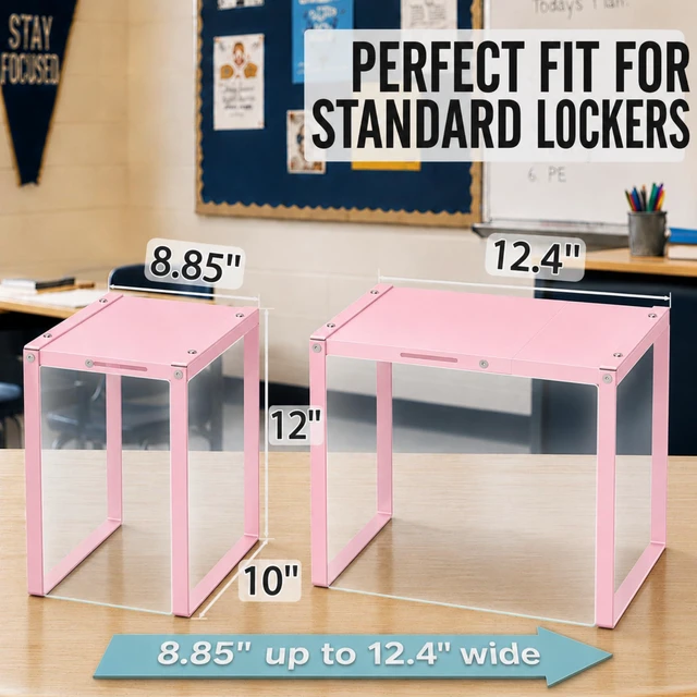 Alt view image 2 of 7 - Adjustable Pink Locker Shelf Organizer for School Locker Decor Easy Assembly, Good Load Bearing Capacity, Metal Locker Divider for Home Office Gym, Back to School Supplies for Girls