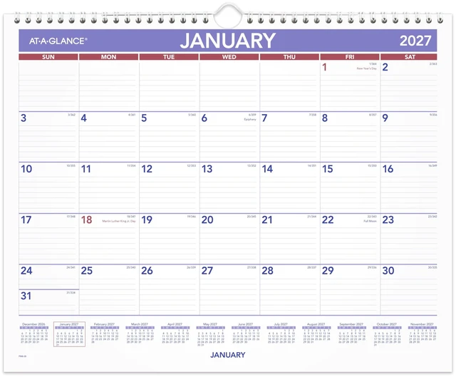 Main image of 2027 Wall Calendar, Monthly, 15" x 12" Planner, Ruled Daily Blocks (PM82827)