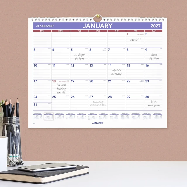 Alt view image 3 of 5 - 2027 Wall Calendar, Monthly, 15" x 12" Planner, Ruled Daily Blocks (PM82827)