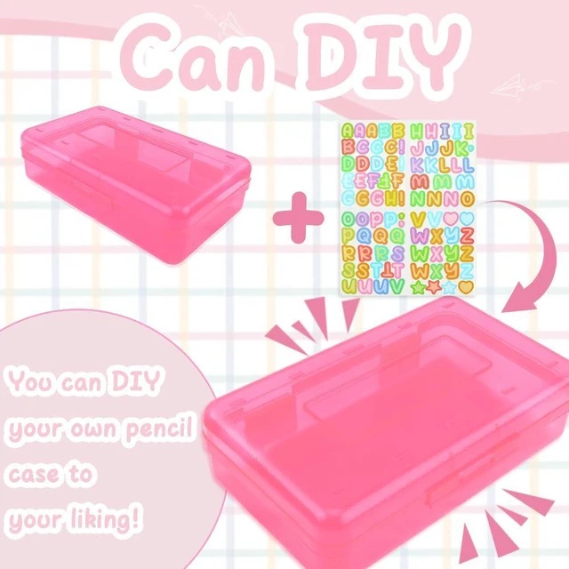 Alt view image 4 of 6 - Blue Pink Green Hard Pencil Case Plastic Clear Pencil Box Crayon Box Organizer 3 Pack Office Supplies Storage Container Organizer Boxes for Pens Crayon School Stylish Office Supplies Storage Medium
