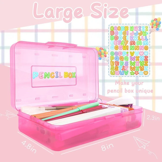 Alt view image 5 of 7 - Pink Blue Pencil Case 2 Pack - Large Capacity Plastic Pencil Box Organizer