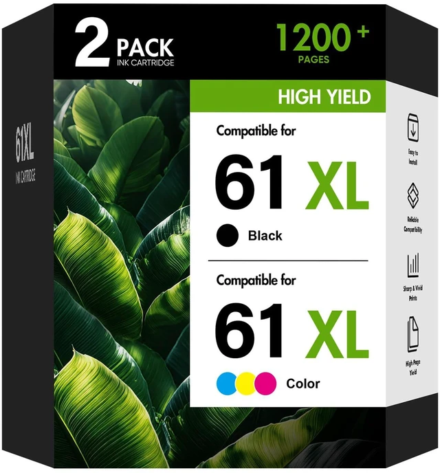 Main image of 61XL 61 4500 5530 Ink Cartridge for HP Printers Black and Color Combo Pack Replacement for HP61 Ink 61 XL for HP Envy 4500 5530 4502 OfficeJet 4630 DeskJet 2540 Printer (1 Black, 1 Tri-Color, 2-Pack)