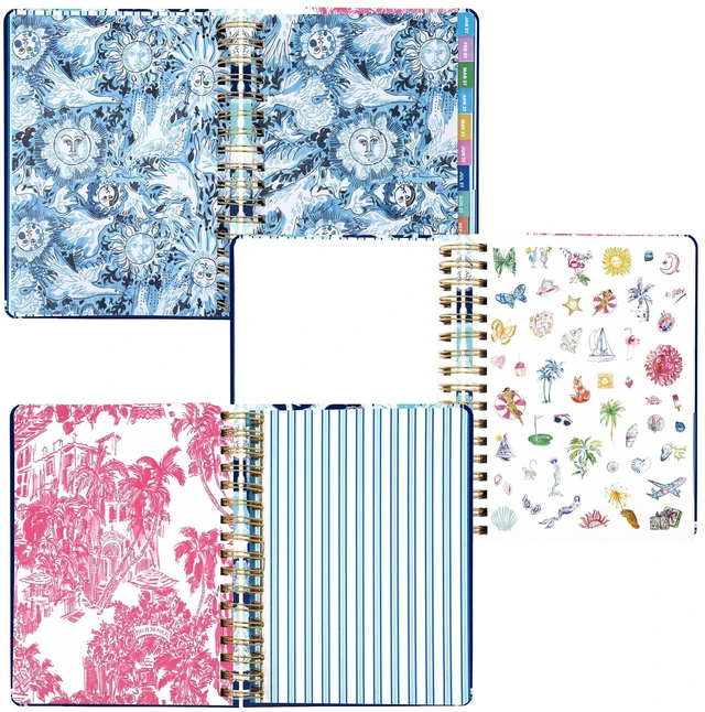 Alt view image 4 of 7 - 17-Month Large 2026-2027 Planner, Shell Shine 6.75" x 8.87" Hardcover Agenda with Gold Spiral & Elastic Loop, Weekly & Monthly Layouts, Stickers, Travel & Reflection Pages