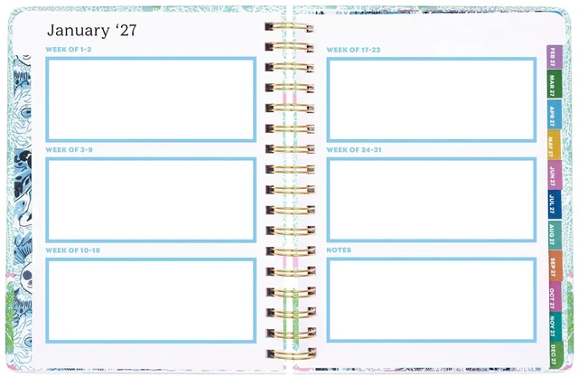 Alt view image 2 of 7 - 17-Month Large 2026-2027 Planner, Fantastical for Home 6.75" x 8.87" Hardcover Agenda with Gold Spiral & Elastic Loop, Weekly & Monthly Layouts, Stickers, Travel & Reflection Pages