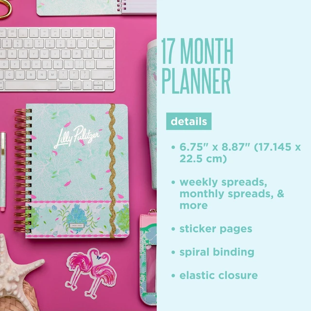 Alt view image 7 of 7 - 17-Month Large 2026-2027 Planner, Fantastical for Home 6.75" x 8.87" Hardcover Agenda with Gold Spiral & Elastic Loop, Weekly & Monthly Layouts, Stickers, Travel & Reflection Pages