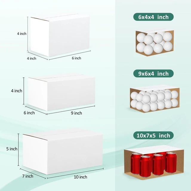 Alt view image 2 of 7 - 30 Pack Small Shipping Boxes Assorted Sizes, White Corrugated Box Mailers, Cardboard Boxes for Packaging Small Business, Mailing, 6x4x4 & 9x6x4 & 10x7x5 10 PCS Each Small Boxes