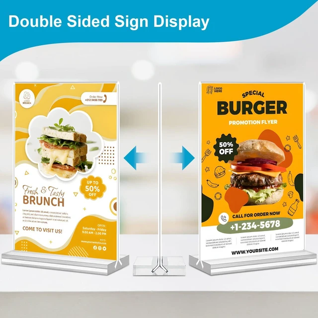 Alt view image 3 of 7 - Acrylic Sign Holder 5 x 7, 30 Pack Clear Table Menu Vertical Display Stand Desktop Display Double Sided Stand Paper Holder Table Sign Suitable for Restaurants Office Store Show Fair