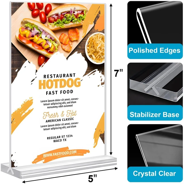 Alt view image 4 of 7 - Acrylic Sign Holder 5 x 7, 30 Pack Clear Table Menu Vertical Display Stand Desktop Display Double Sided Stand Paper Holder Table Sign Suitable for Restaurants Office Store Show Fair
