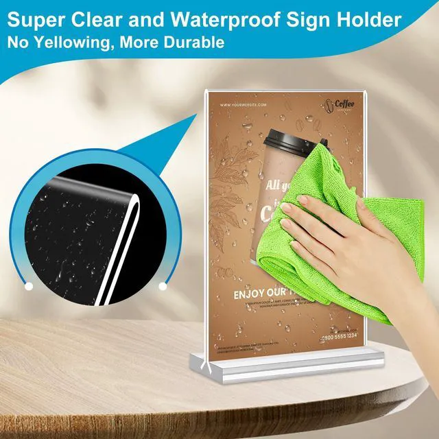 Alt view image 5 of 7 - Acrylic Sign Holder 5 x 7, 30 Pack Clear Table Menu Vertical Display Stand Desktop Display Double Sided Stand Paper Holder Table Sign Suitable for Restaurants Office Store Show Fair