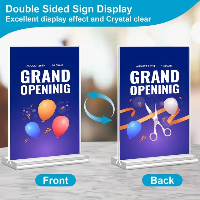 Alt view image 7 of 7 - Acrylic Sign Holder 5 x 7, 30 Pack Clear Table Menu Vertical Display Stand Desktop Display Double Sided Stand Paper Holder Table Sign Suitable for Restaurants Office Store Show Fair
