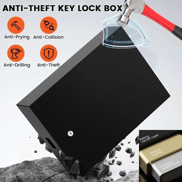 Alt view image 3 of 7 - 75 Keys Key Lock Box Wall Mount with Color Tags and Numbered Hooks Mechanical Lock, Key Return Drop Slot, Solid Alloy Steel Construction, Key Safe for Home Office Garage Rental Business Use