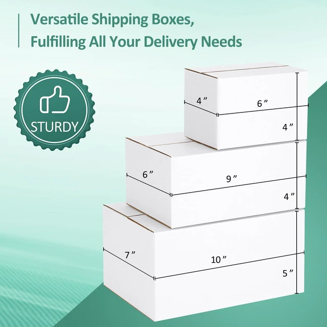 Alt view image 4 of 7 - 30 Pack Small Shipping Boxes Assorted Sizes, White Corrugated Box Mailers, Cardboard Boxes for Packaging Small Business, Mailing, 6x4x4 & 9x6x4 & 10x7x5 10 PCS Each Small Boxes