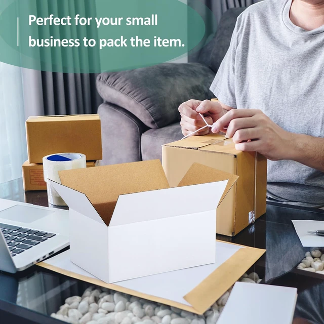 Alt view image 6 of 7 - 30 Pack Small Shipping Boxes Assorted Sizes, White Corrugated Box Mailers, Cardboard Boxes for Packaging Small Business, Mailing, 6x4x4 & 8x6x4 & 9x6x4 10 PCS Each Small Boxes