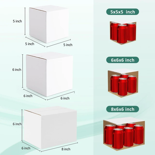 Alt view image 2 of 7 - 30 Pack Small Shipping Boxes Assorted Sizes, White Corrugated Box Mailers, Cardboard Boxes for Packaging Small Business, Mailing, 5x5x5 & 6x6x6 & 8x6x6 10 PCS Each Small Boxes