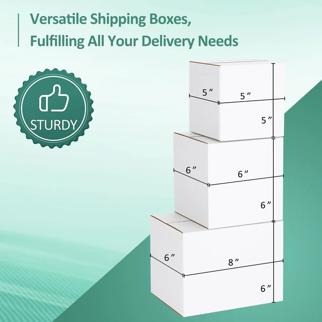 Alt view image 4 of 7 - 30 Pack Small Shipping Boxes Assorted Sizes, White Corrugated Box Mailers, Cardboard Boxes for Packaging Small Business, Mailing, 5x5x5 & 6x6x6 & 8x6x6 10 PCS Each Small Boxes