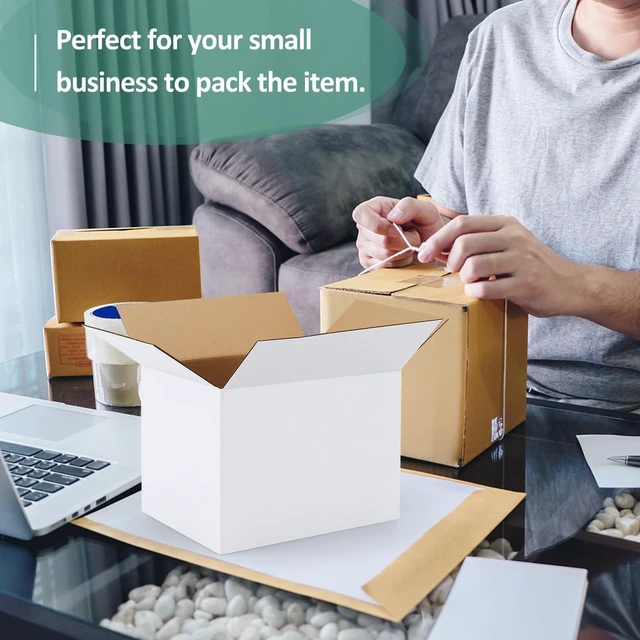 Alt view image 6 of 7 - 30 Pack Small Shipping Boxes Assorted Sizes, White Corrugated Box Mailers, Cardboard Boxes for Packaging Small Business, Mailing, 5x5x5 & 6x6x6 & 8x6x6 10 PCS Each Small Boxes
