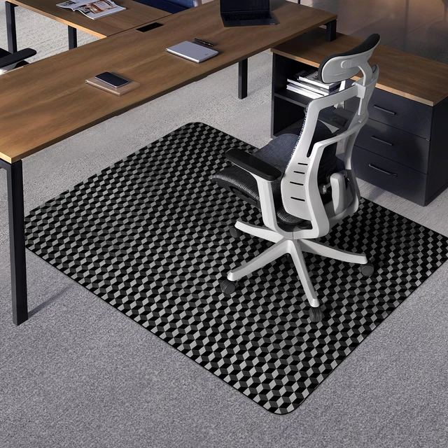 Main image of Office Chair Mat for Carpet, 48" x 36" Computer Desk Chair Mat for Low Carpeted Floors, Thick and Sturdy Carpet Protector for Rolling Chairs, Easy Glide Floor Mat for Home, Gaming (Black)
