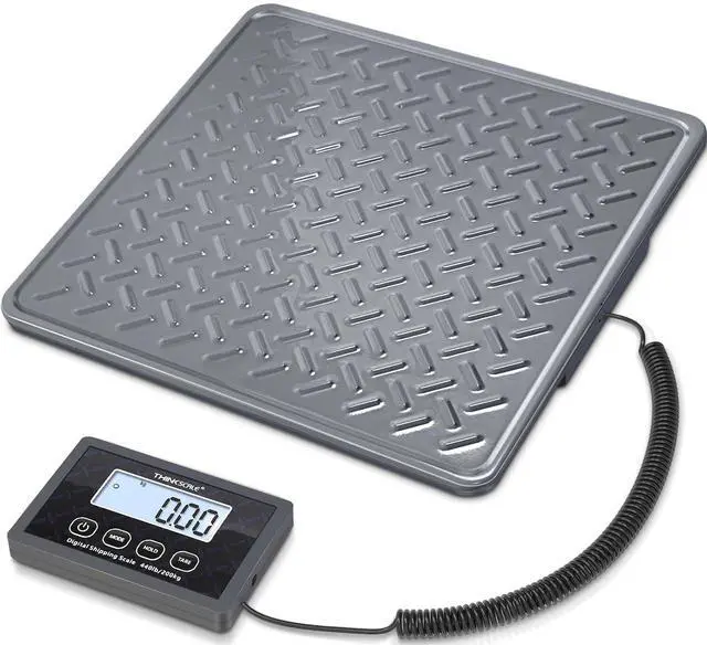 Main image of Shipping Scale, 440 lb x 1 oz Heavy Duty Digital Postal Scale Alloy Steel Platform with Hold, Tare & Backlit LCD, Package & Luggage Scale, Battery & AC Adapter Included