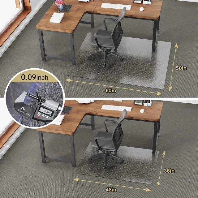 Alt view image 6 of 6 - 50x 60Carpet Floor Mat for Office Chair, Clear Desk Chair Floor Mat for Carpet for Medium/Low Pile, HeavyDuty Chair Mats for Carpeted Floors, Studded Desk Mat for Carpets for Homes and Offices