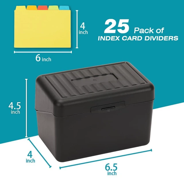 Alt view image 3 of 7 - Index Card Holder 4x6 Inches with 25 Plastic Dividers, Black