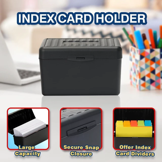 Alt view image 4 of 7 - Index Card Holder 4x6 Inches with 25 Plastic Dividers, Black