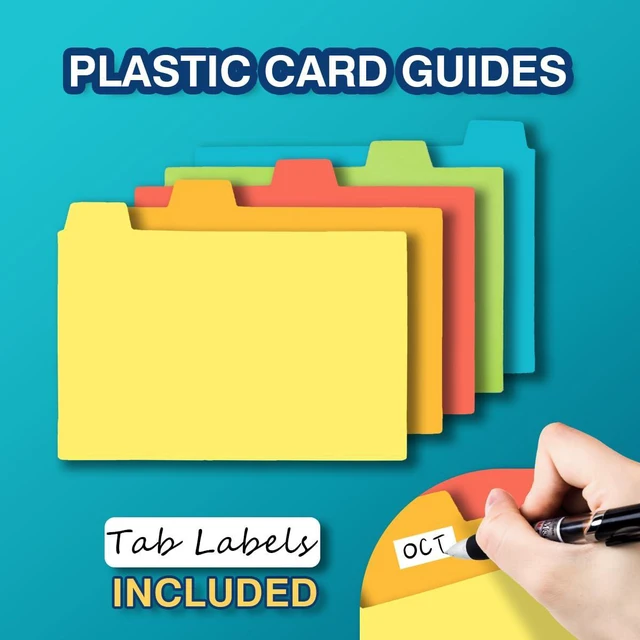 Alt view image 5 of 7 - Index Card Holder 4x6 Inches with 25 Plastic Dividers, Black