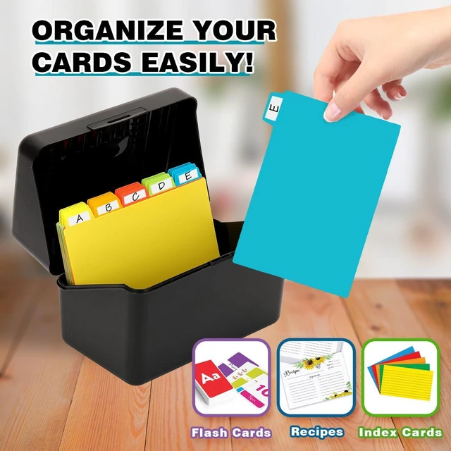 Alt view image 6 of 7 - Index Card Holder 4x6 Inches with 25 Plastic Dividers, Black