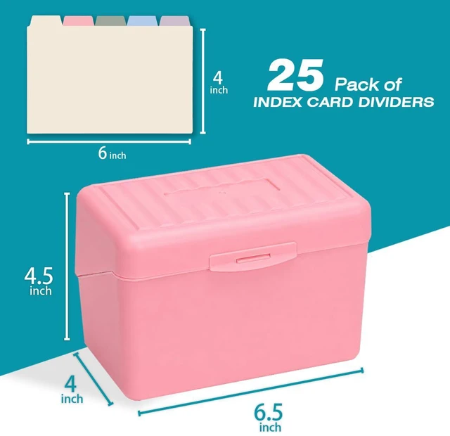 Alt view image 3 of 7 - Index Card Holder 4x6 Inches with 25 Plastic Dividers, Light Pink