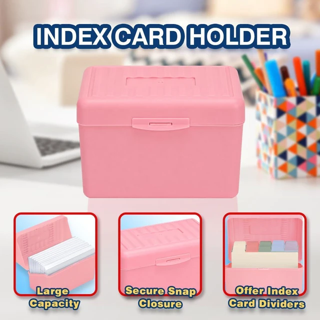 Alt view image 4 of 7 - Index Card Holder 4x6 Inches with 25 Plastic Dividers, Light Pink