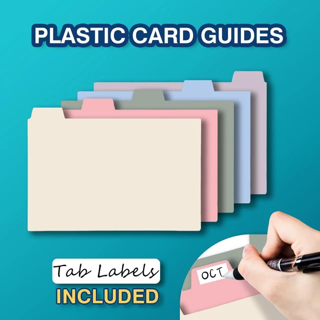 Alt view image 5 of 7 - Index Card Holder 4x6 Inches with 25 Plastic Dividers, Light Pink