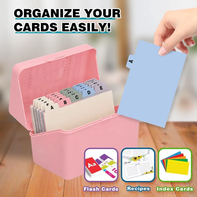 Alt view image 6 of 7 - Index Card Holder 4x6 Inches with 25 Plastic Dividers, Light Pink